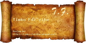 Timko Füzike névjegykártya